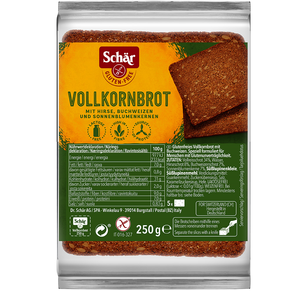 Vollkornbrot solena Vollkornbrot 250g glutenfrei SCHÄR - Biogo.de