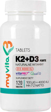 Vitamin K2 + D3 FORTE D - 3 4000iu und K2 100 µg 120 Tabletten MYVITA