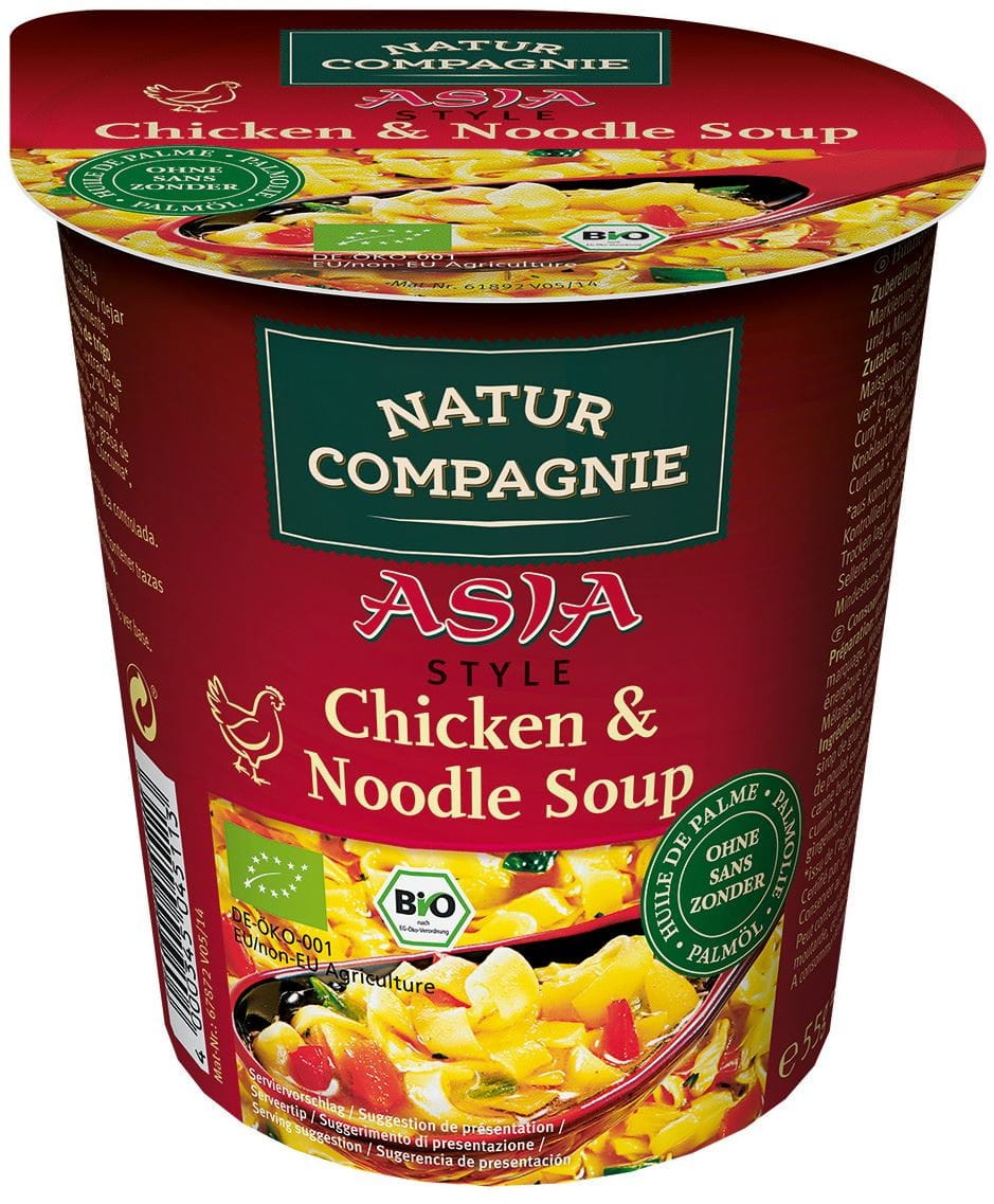 Ein Gericht im Becher, Suppe mit Huhn und asiatischen Nudeln BIO 55 g - NATUR COMPAGNIE