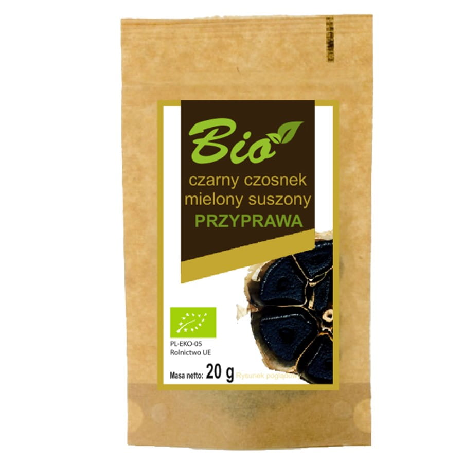 Getrockneter schwarzer gemahlener Knoblauch BIO 20g PRODUKTE AUS DER NATUR