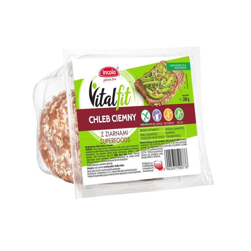 Vitalfit dunkles Brot mit Körnern glutenfrei 200 g GFS POLEN