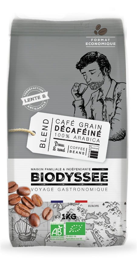 Kaffee 100% Arabica mild, entkoffeinierte Bohnen 1 kg ECO BIODYSSEE - Biogo.de
