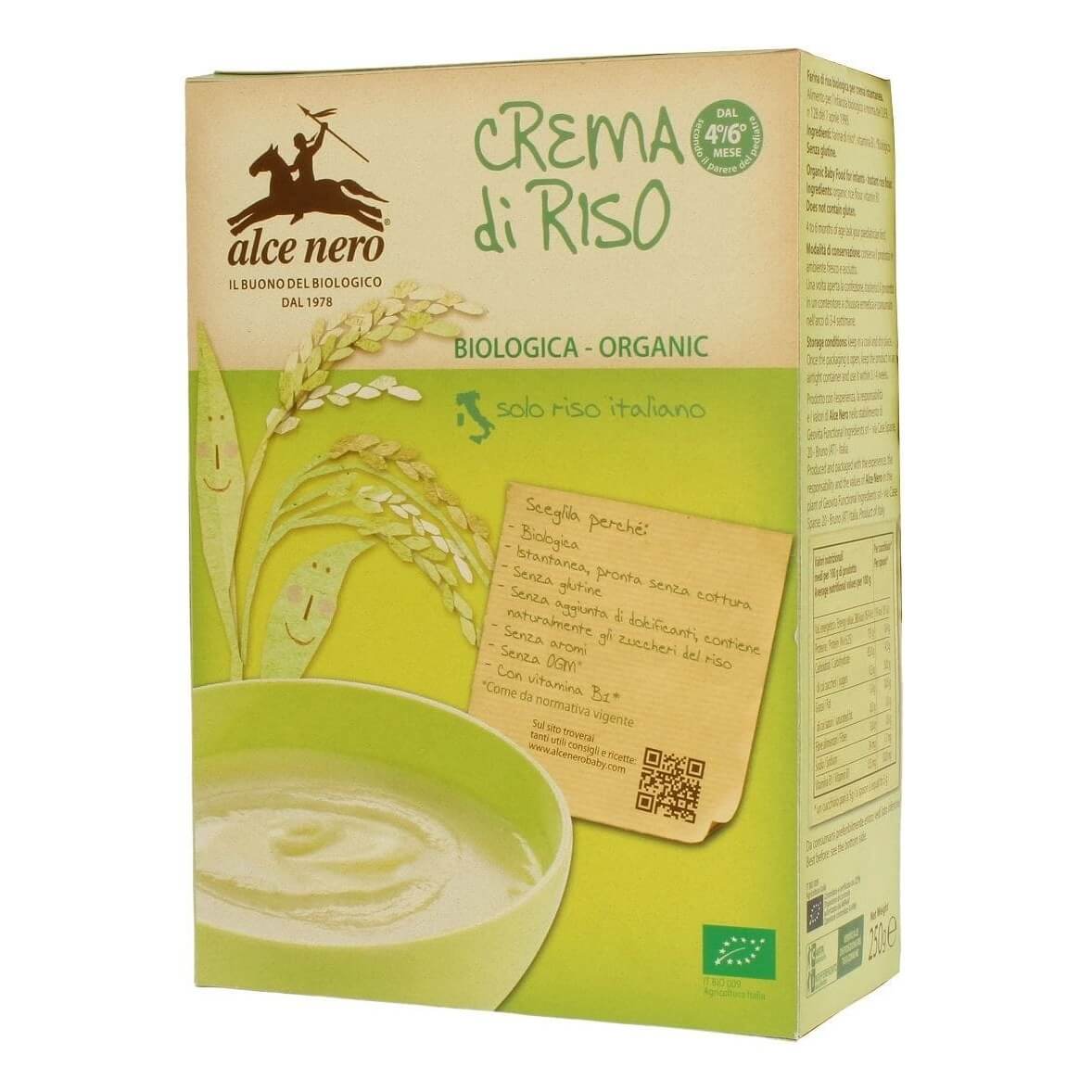 4 mc glutenfreier Reisbrei mit Vitamin B1 BIO 250 g - ALCE NERO