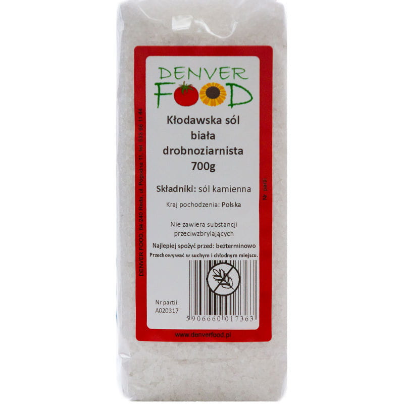 Kłodawa weißes feinkörniges glutenfreies Salz, 700 g DENVER FOOD