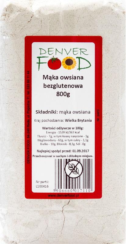 Glutenfreies Hafermehl 800g DENVER FOOD