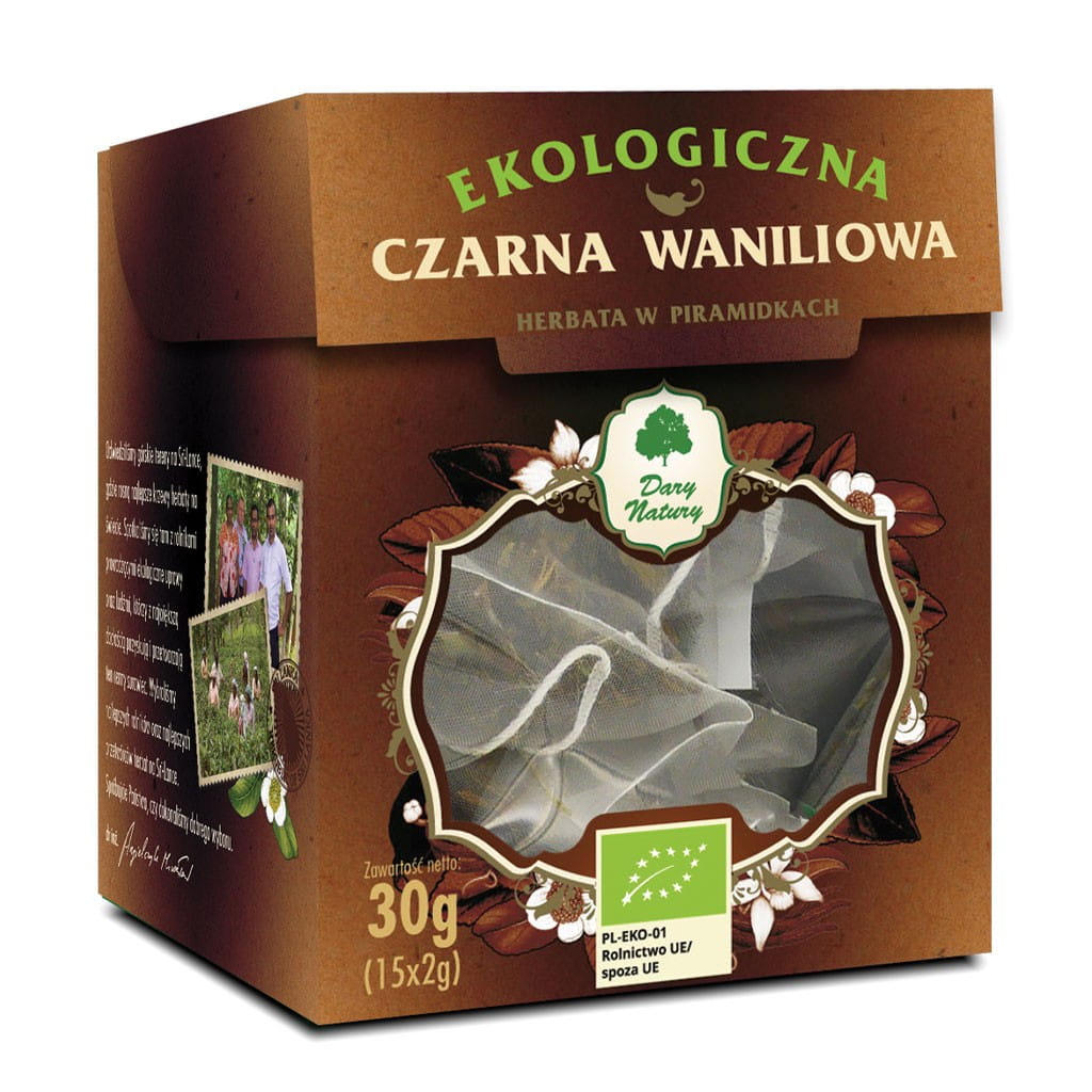 Piramidki BIO schwarzer Vanilletee (15 x 2 g) - GESCHENKE DER NATUR