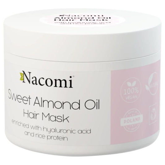 Nacomi Haarmaske mit Süßmandelöl in einer weißen Schüssel, ideal für pflegendes Haar, natürliche Haarpflege von NACOMI