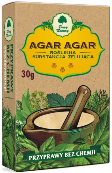 Vegetarisches Agar-Geliermittel von DARY NATURY, pflanzliche Geliersubstanz in Packung, natürliche Gelierhilfe für Küche und Backen