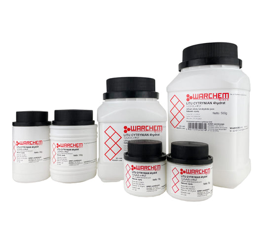 Reines Lithiumcitrat 4-Hydrat, 10 g von WARCHEM, chemisches Pulver in Verpackung sichtbar