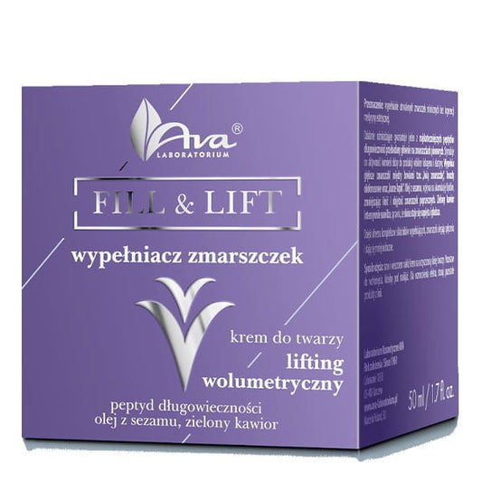 AVA Fill&Lift Faltenfüller Creme für das Gesicht, sichtbare Anwendung auf der Haut, von AVA LABORATORIUM.