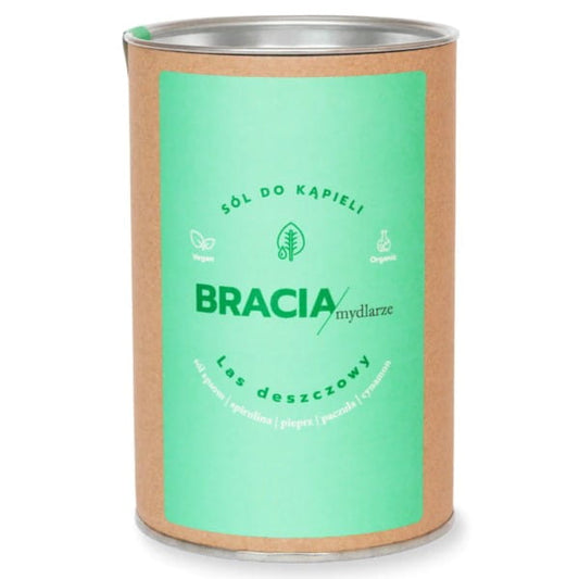Regenwald Badesalz von Soap Brothers in 300 g, mit natürlichen Inhaltsstoffen für ein entspannendes Bad, hergestellt von BRACIA MYDLARZE.
