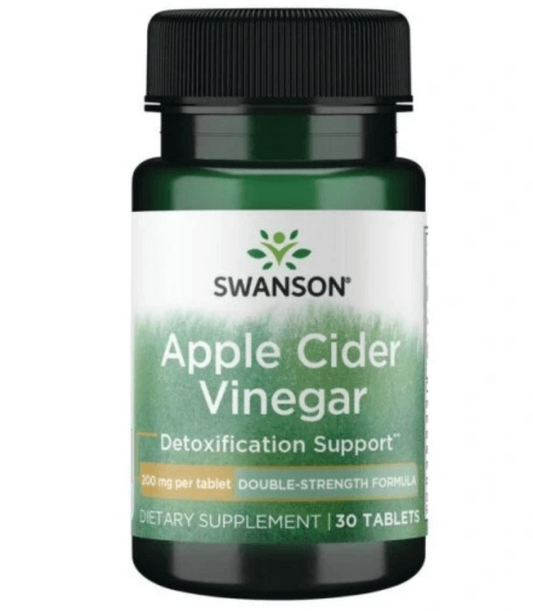 Apfelessig-Tabletten von Swanson Health Products, 200 mg, Packung mit 30 Kapseln, für gesunde Ernährung und Verdauung.