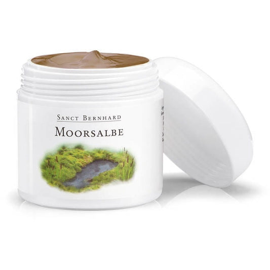 Kräuterhaus Sanct Bernhard Moorsalbe in 100 ml Tube, natürliche Kräuterformel zur Hautpflege, sichtbare Tube und Verpackung