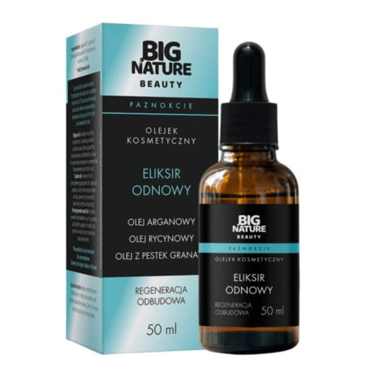 Großes Naturöl Erneuerungselixier von BIG NATURE für Nägel, 50 ml, Flasche mit naturbelassenem Produkt im Bild