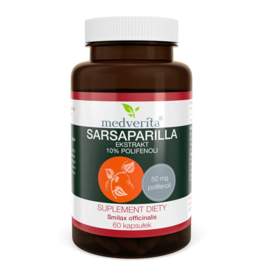 Medverita Sarsaparille 60 K Flasche mit Sarsaparille-Extrakt, dunkelbraune Glasflasche, gesundheitsförderndes Naturprodukt