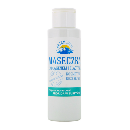 Hautpflegemaske mit Kollagen und Elastin von KRZEMLIMBA in 100ml, cremige Textur für strahlende Haut.