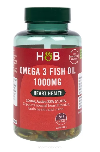 Holland & Barrett Omega-3 Fischöl 1000 mg in 60 Kapseln, nährstoffreiche Fischölkapseln für Herz und Gehirn.