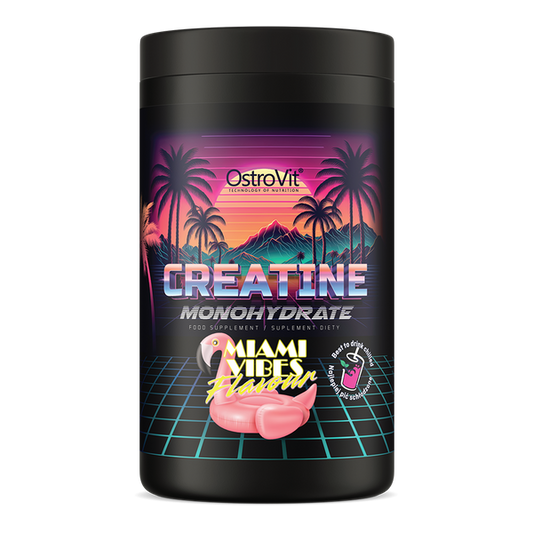 OSTROVIT Kreatin-Monohydrat Miami Vibes, 500 g, Pulver für Muskelaufbau und Leistungssteigerung, sichtbare Verpackung und Produktdetails