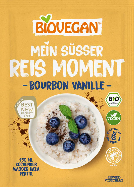 Bioverse Instant Reispudding mit Vanille Bourbon, glutenfrei, biologisch, 56 g, cremiger Dessert in Packung