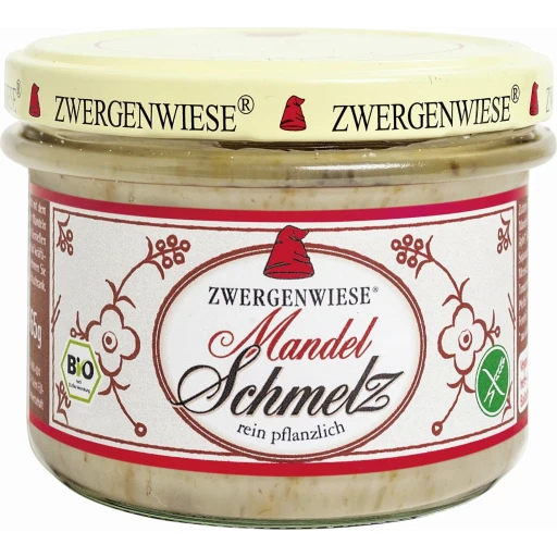 Vegane glutenfreie Wurst mit Mandeln von ZWERGENWIESE, BIO, 150 g, auf weißem Hintergrund.