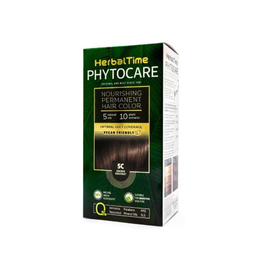Haarfarbe Herbal Time Natural Colour 5C Golden Chestnut, braune Nuance, cremige Textur, in einer Packung, sichtbarer Produktbehälter