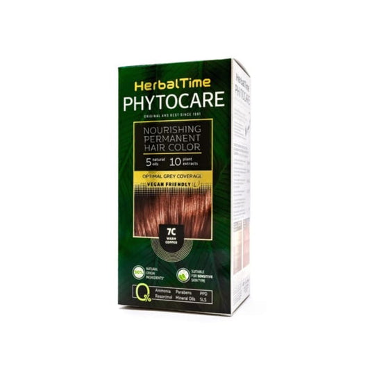 Herbal Time Natural Colour 7C Warme Kupfer Haarfarbe, sichtbare Haarfarbe und Textur in einem natürlichen Kupferton