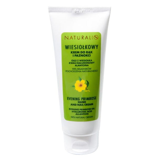 Natürliche Nachtkerze Handcreme in 75 ml Flasche, braune Tube mit weißem Verschluss, für gepflegte Hände.