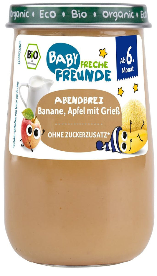 Zuckerfreie Milchbanne Semolinen von Freche Freunde, Baby-Produkt, 190 g, biologische Zutaten, für Kinder ab 6 Monaten