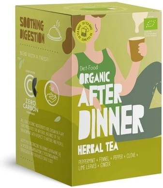 Bio After Dinner Tee von DIET FOOD, 20 Teebeutel à 1,5 g, auf einer Packung mit 30 g Inhalt, frisch und aromatisch.