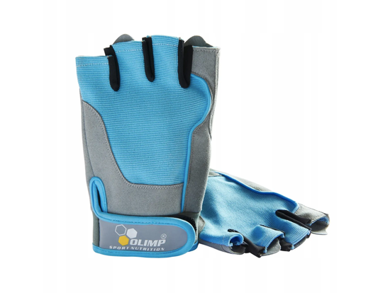 Blaue Olimp Trainingshandschuhe Fitness One in XS, mit gepolstertem Handrücken und rutschfestem Griff für Krafttraining.