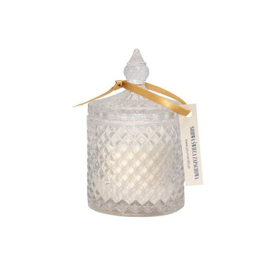 Duftkerze French Vanille von YOUR CANDLE, 250 ml, mit warmem Vanillegeschmack, in einer eleganten Glasbehälter.