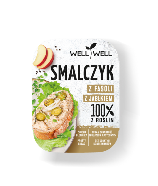 Cremeartige Mascarpone mit Apfel in 125 g Verpackung, von WELL WELL, mit fruchtigen Apfelstücken, ideal für Desserts.