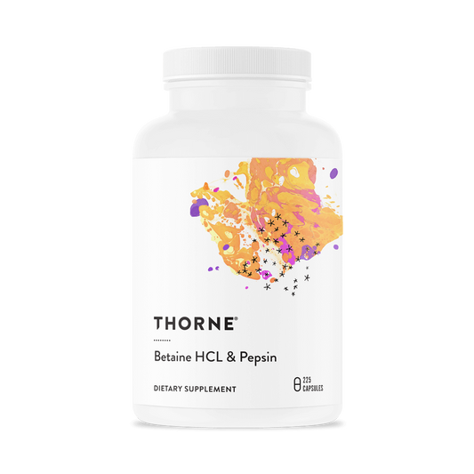 Thorne Research Betain HCL & Pepsin Kapseln, Nahrungsergänzungsmittel für die Verdauung, 225 Kapseln in der Packung
