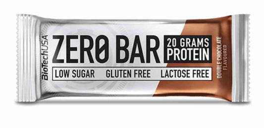 BioTech USA Zero Bar 50g mit doppeltem Schokoladengeschmack, proteinreicher Snack mit cremiger Schokolade, ideal für Fitness und Ernährung