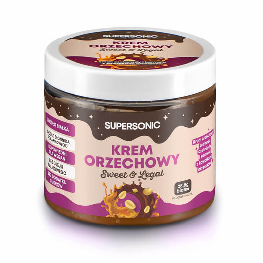 Schokoladen- und Karamellschokolade mit Nussformen, 160 g, von SUPERSONIC, cremige Nussfüllung in der Verpackung
