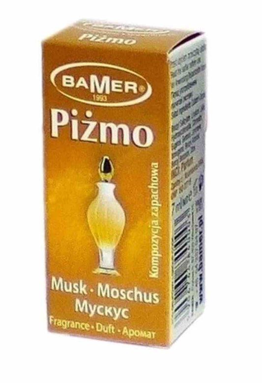 BAMER Duftkomposition Moschus 7 ml Flasche mit Moschusduft, von Dystrybutor Biogo.pl, Nahaufnahme der Duftflasche