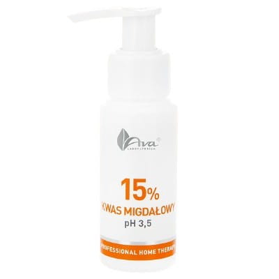 AVA PHT Mandelsäure 15% Säurepeeling in einer weißen Schüssel mit Mandelsäure und Peeling-Produkt auf einem weißen Hintergrund