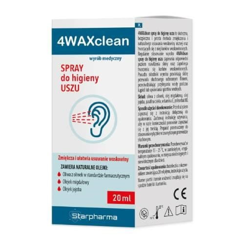 Starpharma 4Waxclean 20 ml, natürliche Ohrreinigungslösung in Flasche, geeignet zur sanften Entfernung von Ohrenschmalz.