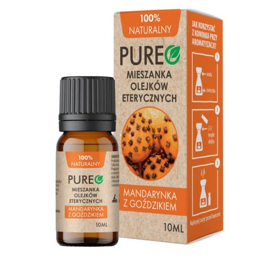 Pureo Mandarinen-Nelkenöl-Mischung in Flasche, ätherisches Öl von Dystrybutor Biogo.pl, für Aromatherapie und Entspannung