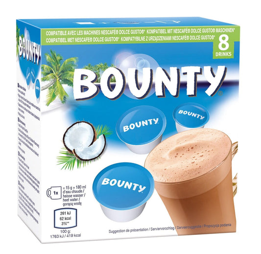 Bounty heiße Schokolade Kapseln, 8 Stück à 15g, cremiger Schokoladengenuss in praktischen Kapseln, von Dystrybutor Biogo.pl