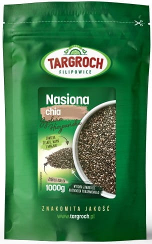 Chia-Samen in 1000 g Verpackung von TAR-GROCH-FIL, biologische Chia-Samen für gesunde Ernährung, Nahaufnahme