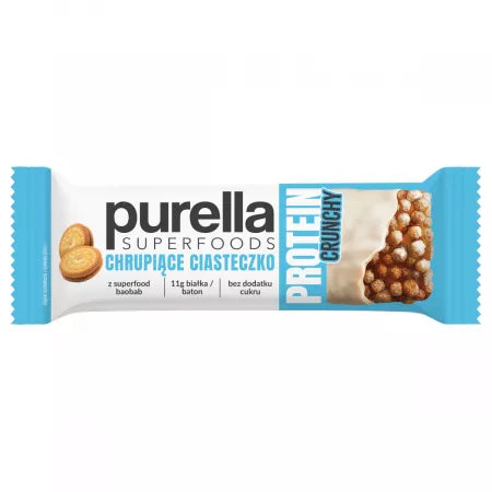 Knuspriger Proteinriegel von Purella Superfoods mit Keks-Geschmack, 45g, mit gesunden Inhaltsstoffen und proteinreicher Ernährung