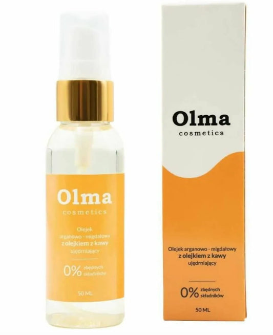Argan-Mandelöl mit Kaffeeöl von Olma Cosmetics in 50ml Flasche, straffende Hautpflege, natürliches Bio-Produkt