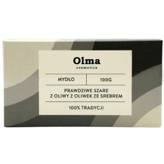 BioGO.PL Olma Cosmetics True Grey Olivenölseife mit Silber, 100 g, cremige Seife mit natürlichen Inhaltsstoffen und Silberanteil