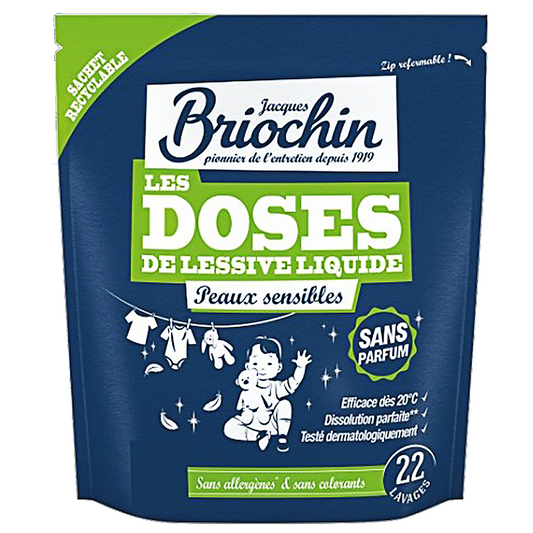 संवेदनशील त्वचा के लिए सुगंध-मुक्त वाशिंग कैप्सूल (22 टुकड़े) - BRIOCHIN