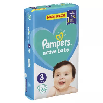 Aktive Babybleer Størrelse 3 Pampers 66 stk
