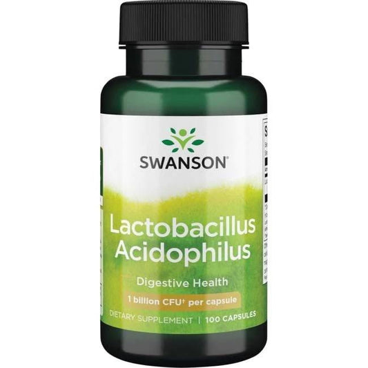 Haufen mit 100 Acidophilus-Kapseln von Swanson Health Products, probiotisches Nahrungsergänzungsmittel in einer weißen Packung