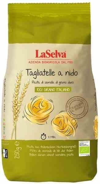 Bio Hartweizen-Tagliatelle Nudeln von LA SELVA, 250 g, frisch und authentisch, sichtbar auf dem Bild