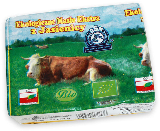 Bio Kuchenbutter mit 82 % Fett von JASIENICA, cremige Butter für Backen, aus hochwertigem Kuhmilchfett, 200 g.