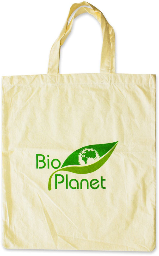 Leinwand-Einkaufstasche aus Bio-Baumwolle mit Bio-Planet-Logo, umweltfreundliche Tragetasche für Einkäufe, nachhaltiges Design